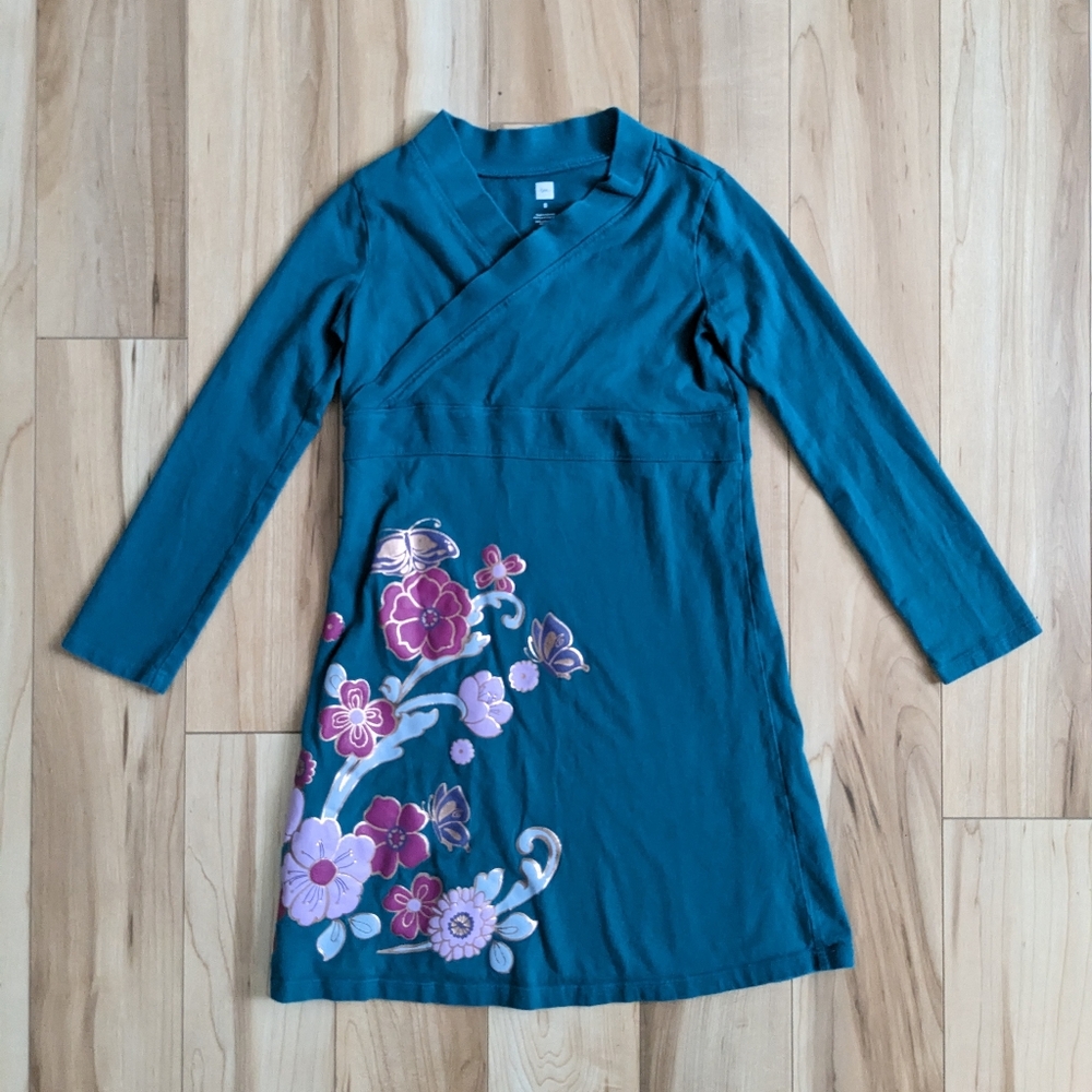 Tea Collection dress Kimono Style Green Cotton Floral